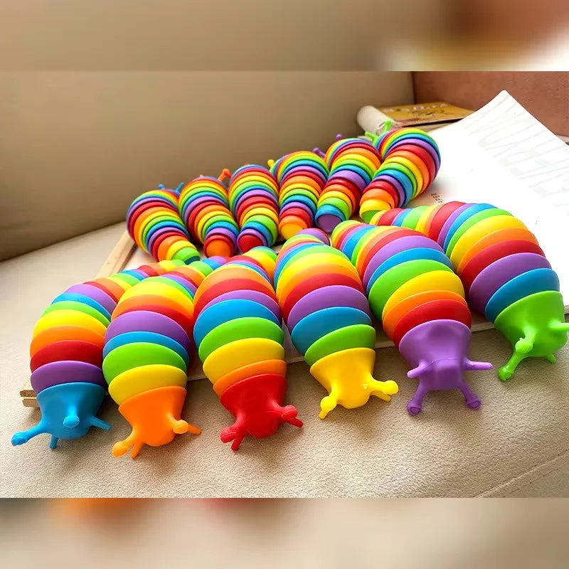 Colorful 3D Slug Fidget Toy | Articulated Sensory Stress Relief for All Ages