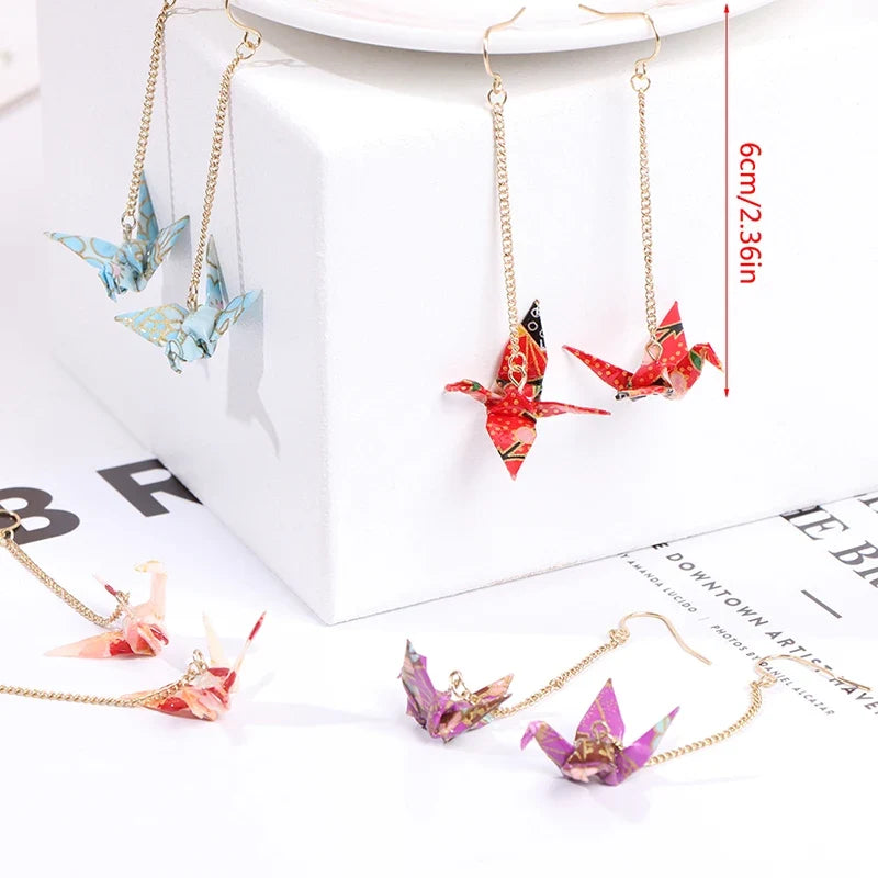 Origami Crane Earrings | Handcrafted Paper Bird Jewelry