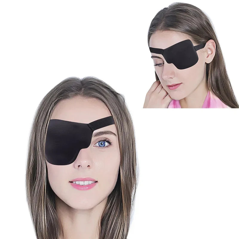 Black Single Eyepatch Blindfold | Adjustable Eye Mask for Sleeping, Amblyopia, and Costume Props