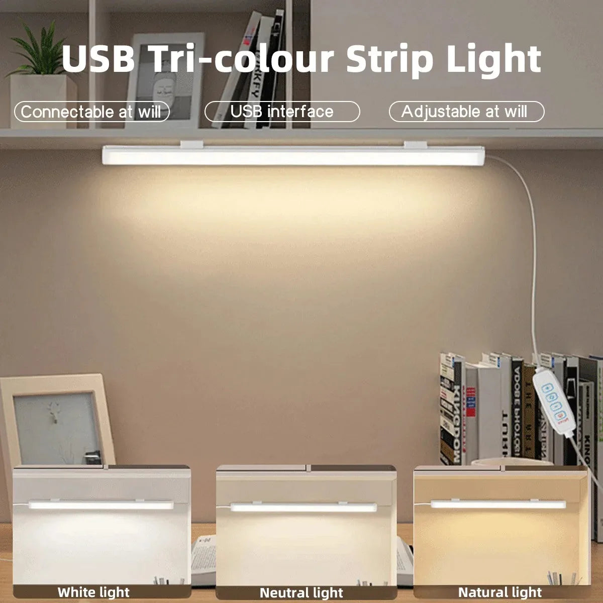 5V USB Under Cabinet LED Light | 3 Color Dimmable Magnetic Night Light