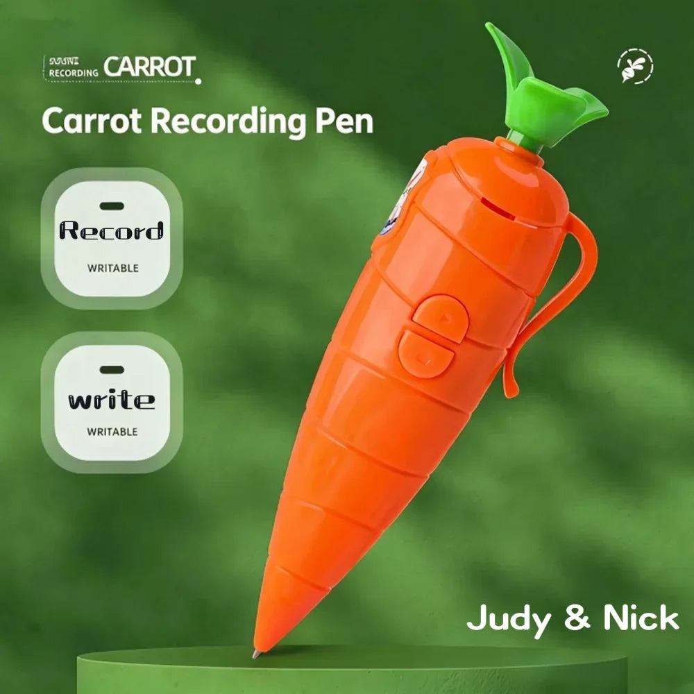 Judy & Nick Carrot Voice Recorder Pen | Novelty Electronic Sound Toy with Graffiti Ballpoint