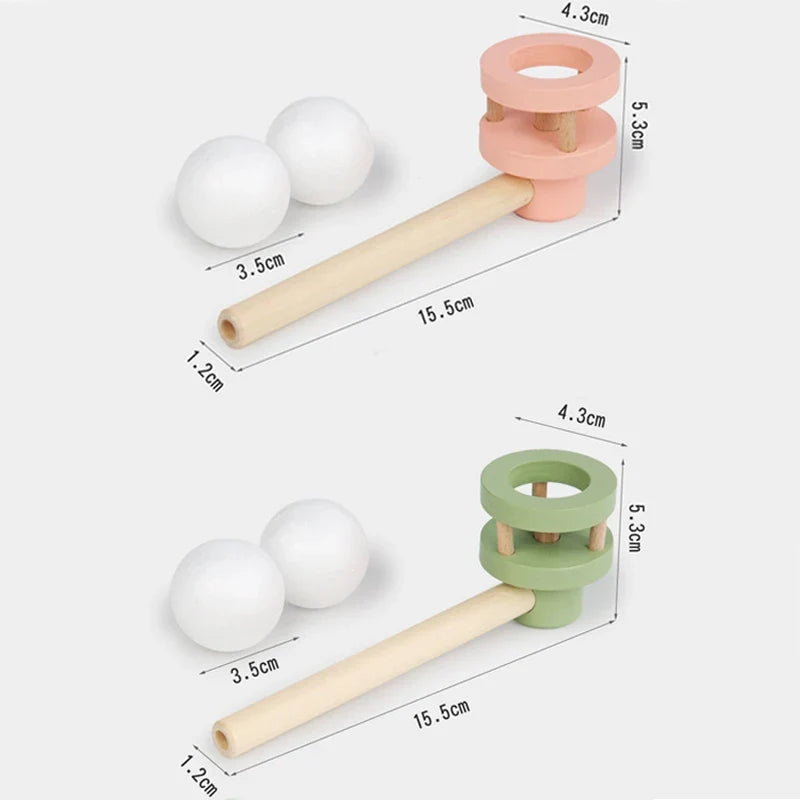 Wooden Balance Blowing Toys | Floating Blow Pipe Ball Game for Kids
