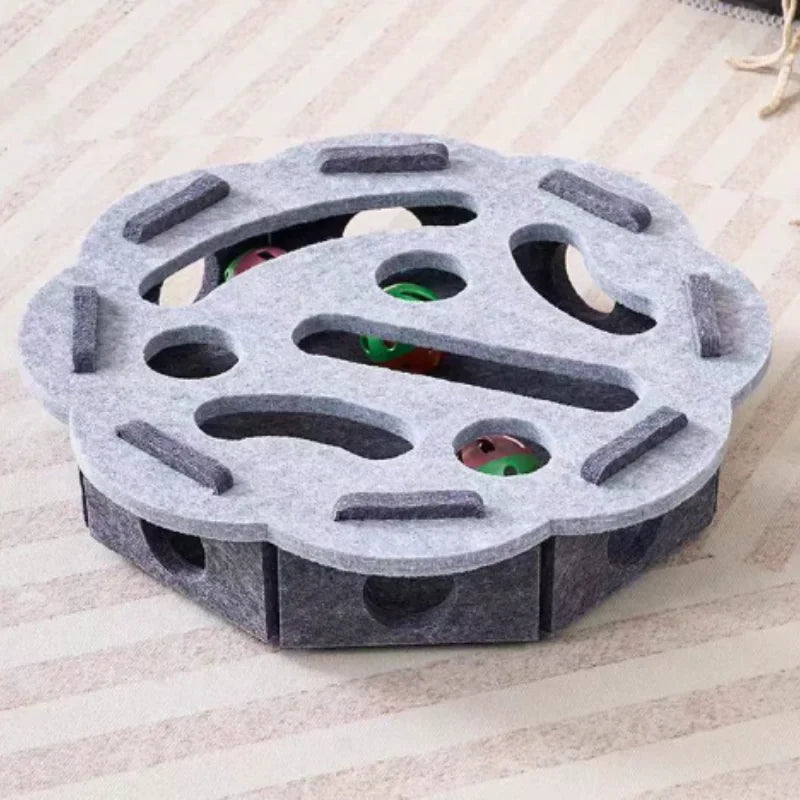 Interactive Maze Cat Toy | Felt Plush Puzzle with Bell Ball