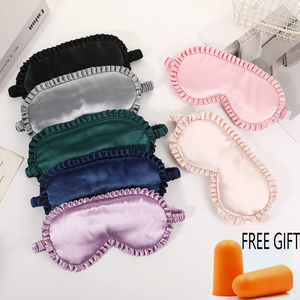 Silk Sleep Mask with Elastic Band and Lace Trim | Lightproof Breathable Eye Cover