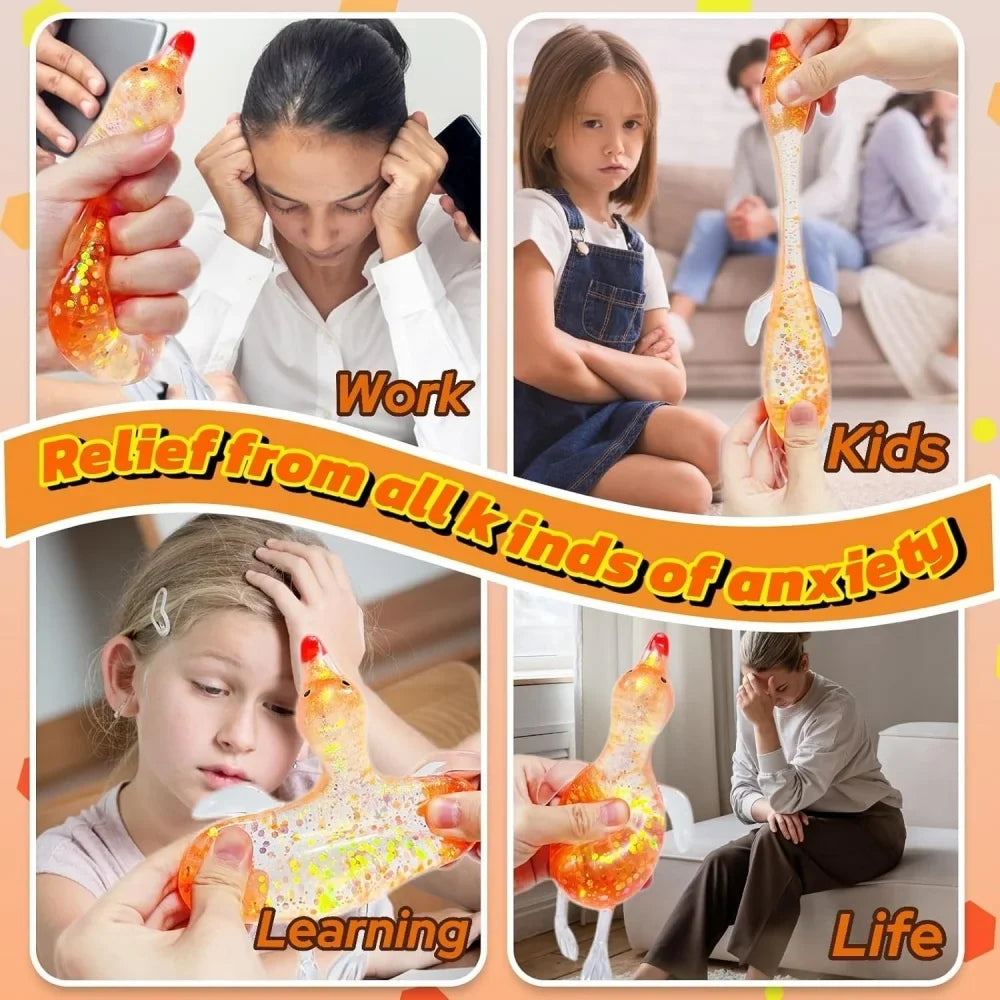 Squishy Glitter Duck Fidget Toy | Stress Relief Sensory Toy for Kids and Adults