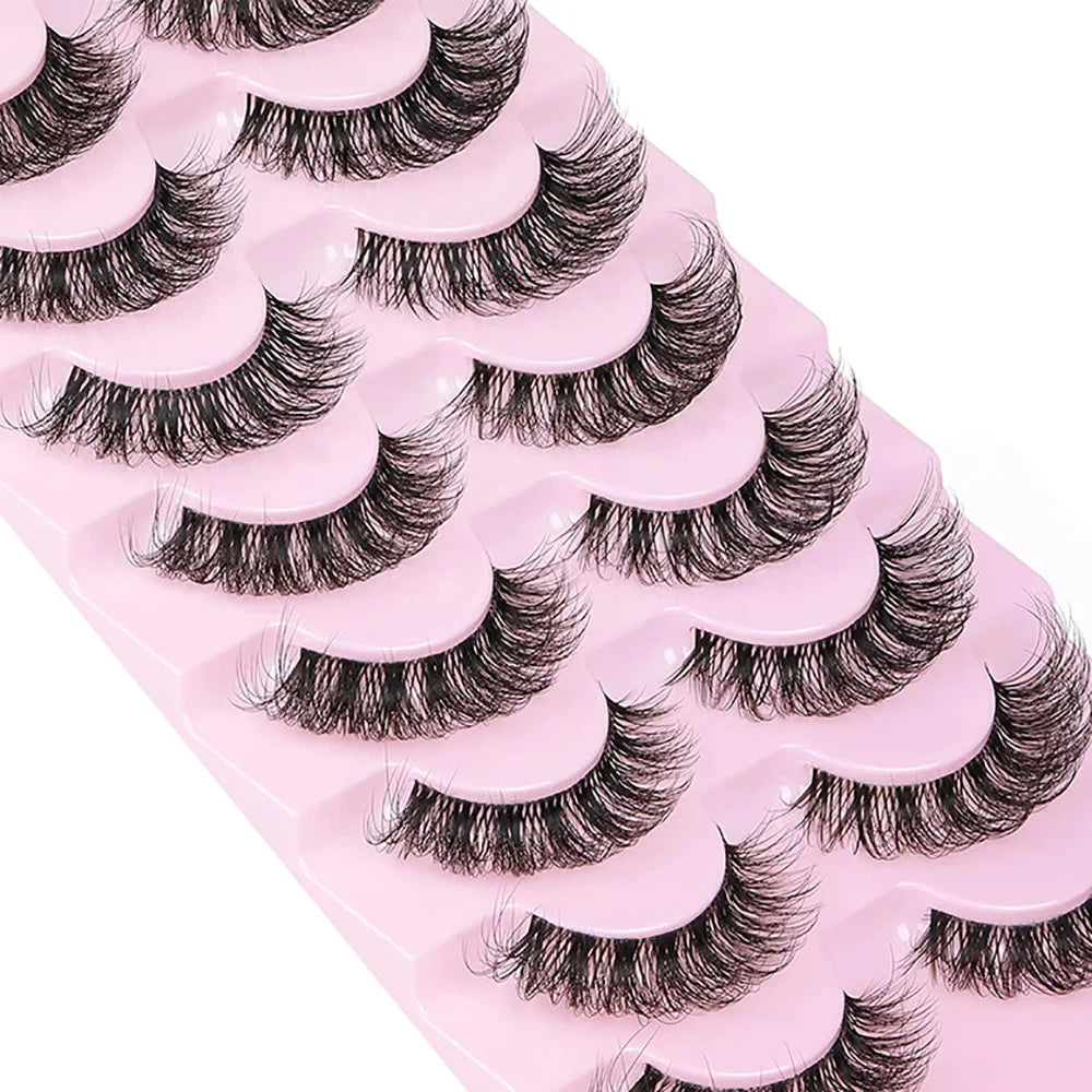 10 Pairs 6D Super Fluffy Wispy Faux Mink Eyelashes | Cat Eye Effect Dramatic Lashes