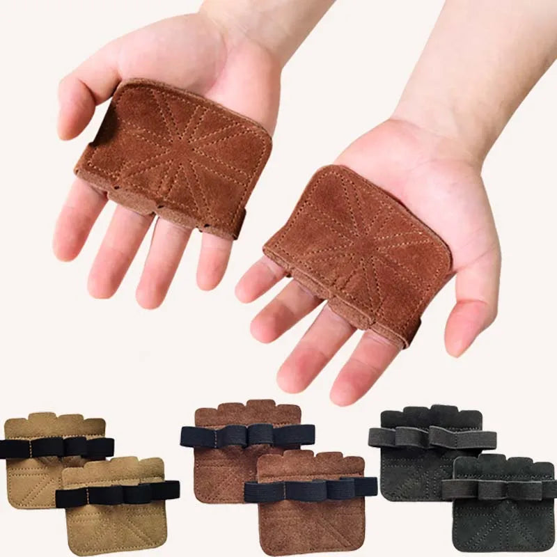 CRUXELL Cowhide Weightlifting Gloves | Four-Finger Palm Protection for Gym
