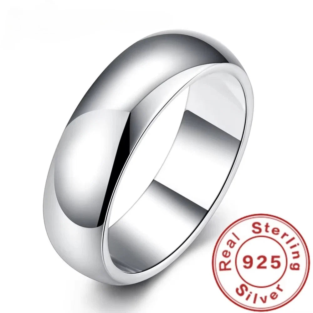 Classic 925 Sterling Silver Smooth Round Ring | Fine Wedding Band for Women