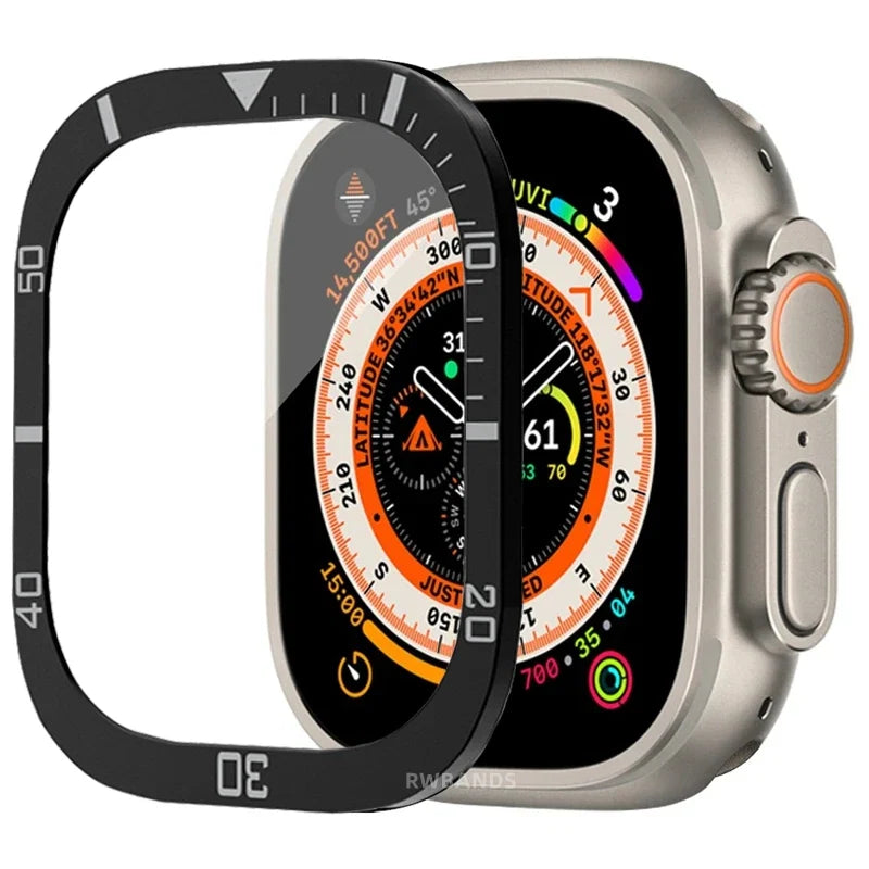 Aluminium Alloy Case+Tempered Glass for Apple Watch Ultra 2 49mm Anti-Scratch Screen Protector for iWatch Ultra 49mm Cover Film