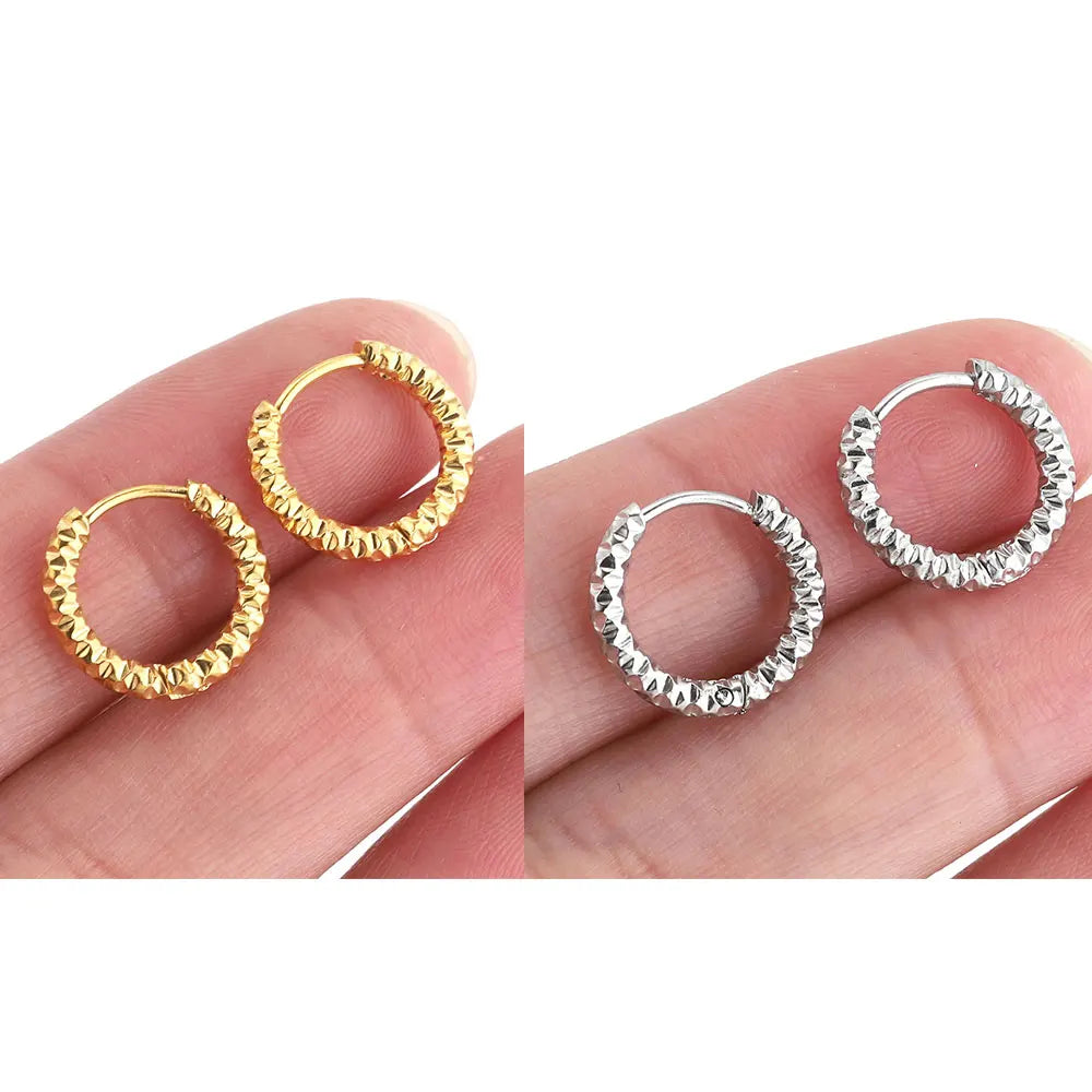 6pcs Stainless Steel Hoop Earrings Set | Hypoallergenic Korean Style Earrings for Women