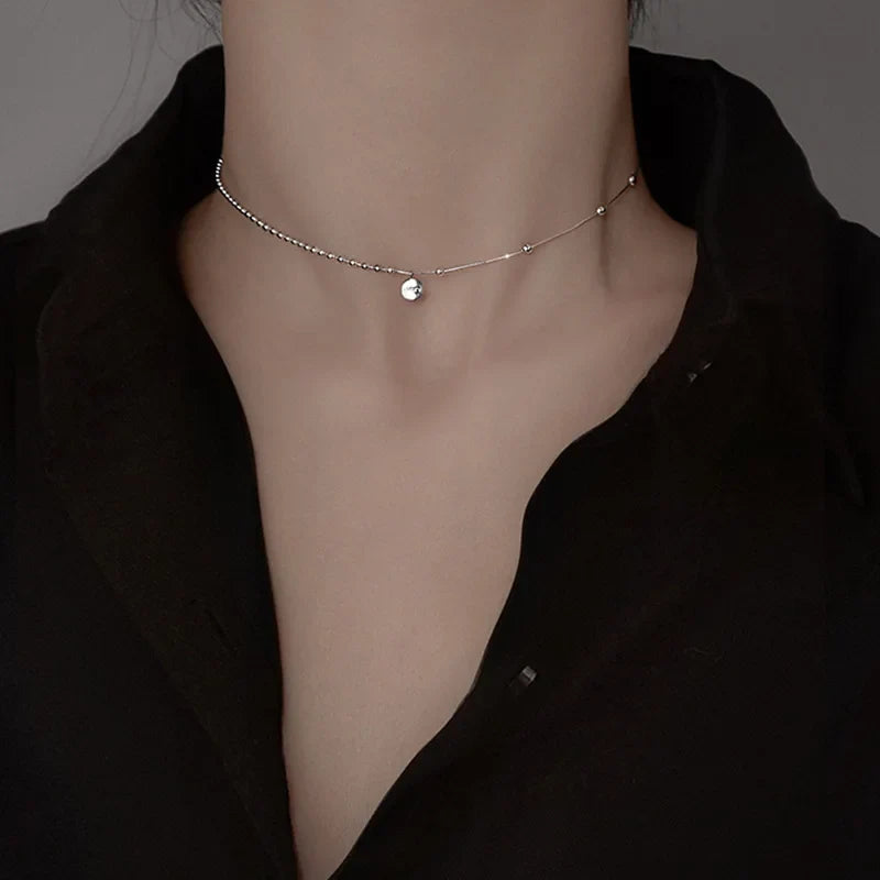 925 Sterling Silver Lucky Pendant Choker Necklace for Women | Trendy Aesthetic Jewelry
