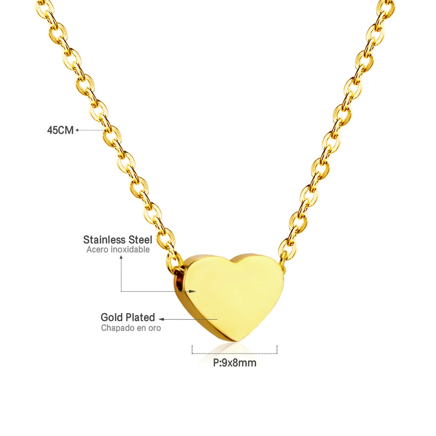 Simple Heart Pendant Necklace | Stainless Steel Clavicle Choker for Girls