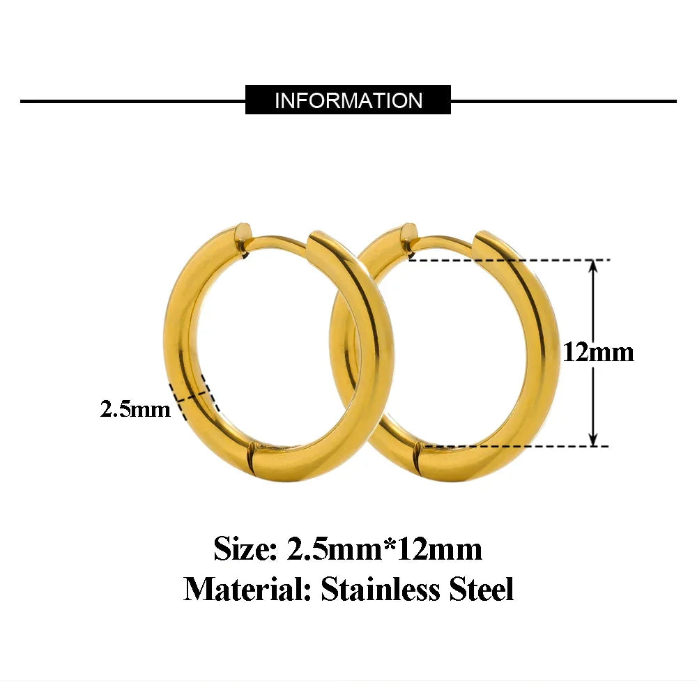 10pc 18K PVD Gold Plated Hoop Earrings Set | Unisex Punk Hip Hop Jewelry