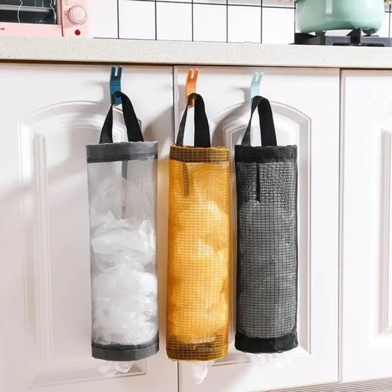 Wall Mount Grocery Bag Holder | Hanging Plastic Bag Dispenser for Kitchen Storage
