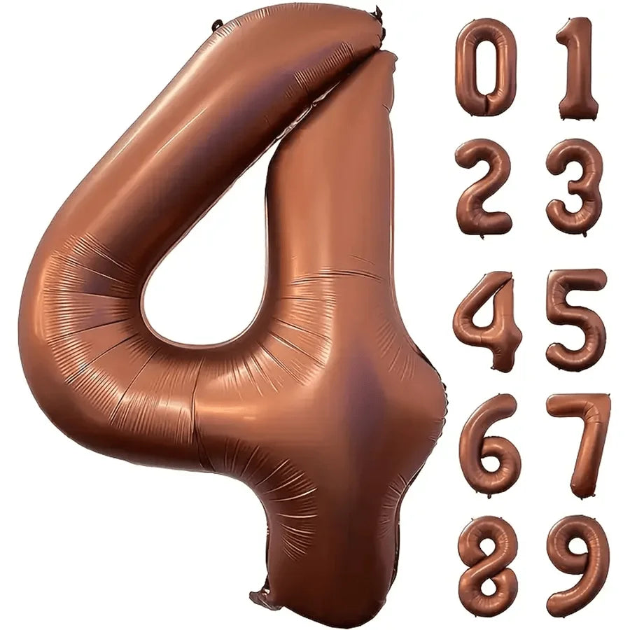Foil Number Balloons 40 Inch | Brown Birthday Party Decor