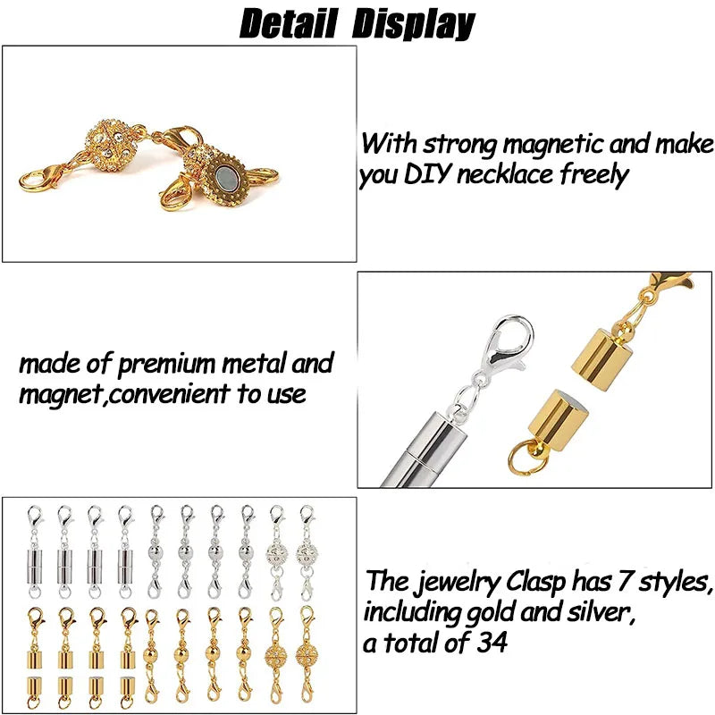 Heart Round Magnetic Clasps Set | DIY Jewelry Connector Charms