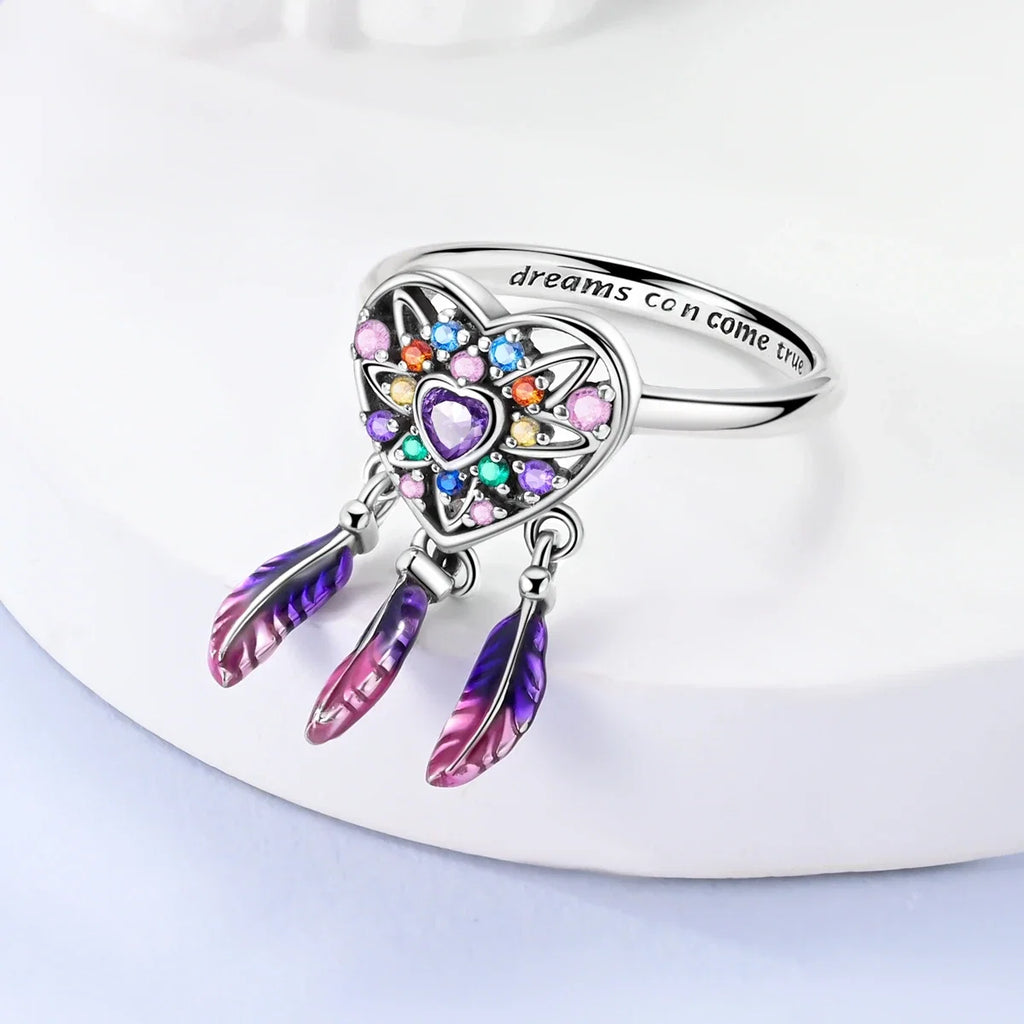 925 Sterling Silver Heart Ring with Cubic Zircon | Geometric Wedding Band for Women