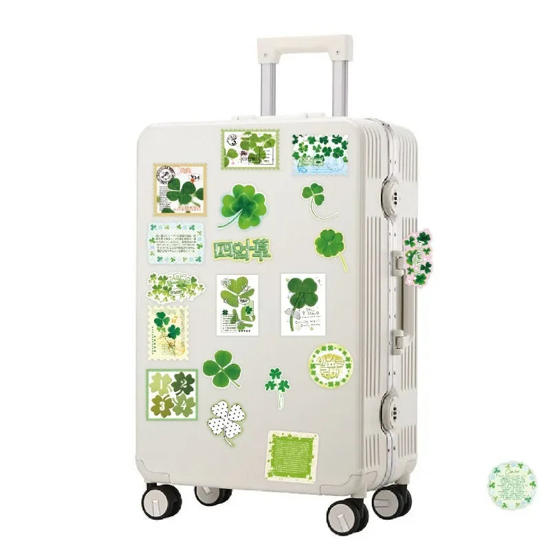 50 Fresh Green Clover Stickers for Scrapbooking and DIY Decor | Aesthetic Stationery Set