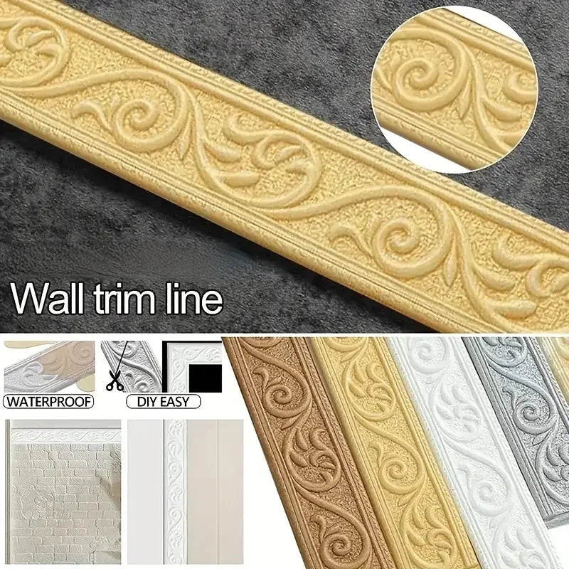 1Pc 230x6cm Fashion Self Adhesive Wall Sticker | Waterproof Thickened Border Strip
