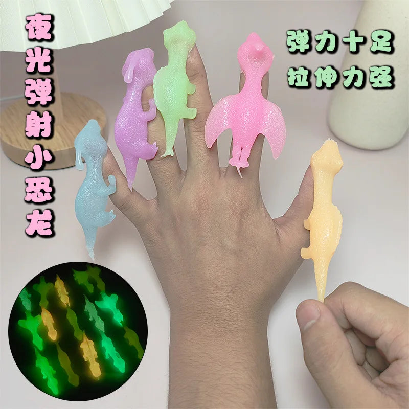 Colorful Finger Catapult Dinosaur Games | Glow in the Dark Party Favor Set