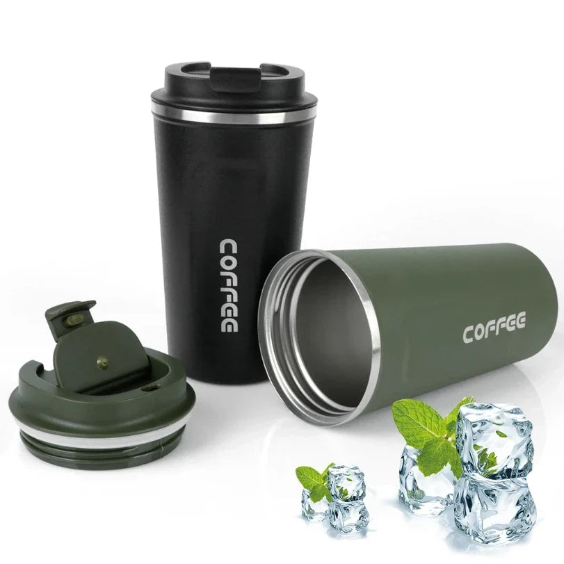Double Stainless Steel Thermo Cafe Mug | Leak-Proof Travel Thermos for Coffee Tea