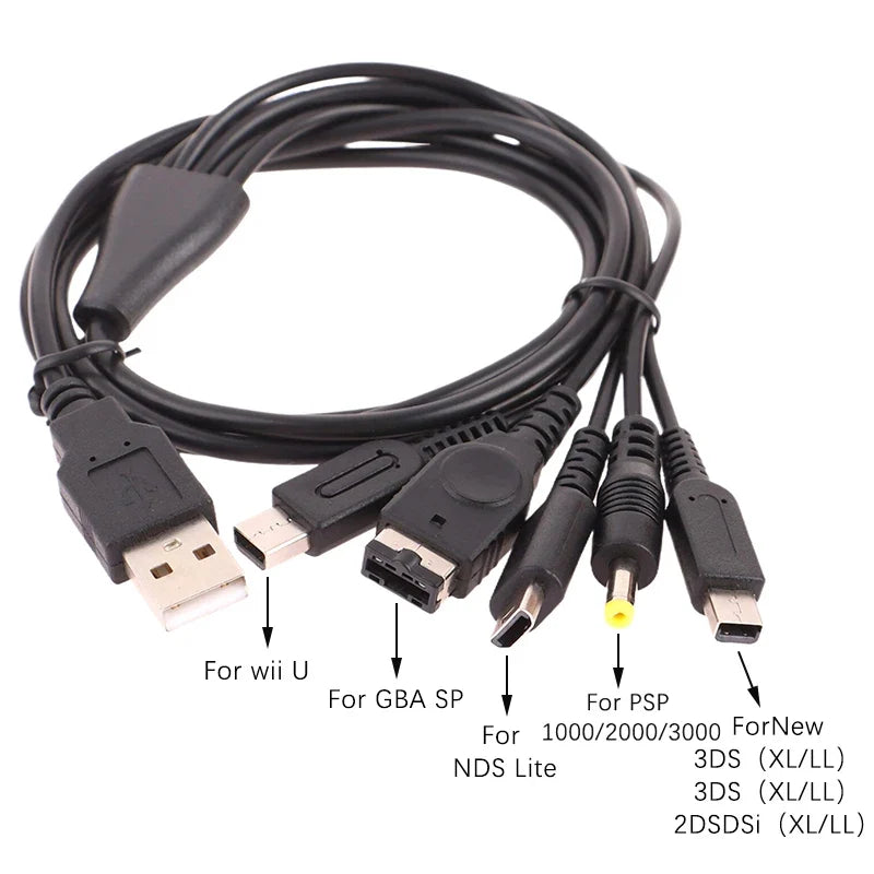 5-in-1 USB Game Charger Cable for 3DS, PSP, Wii U | Fast Charging Cord