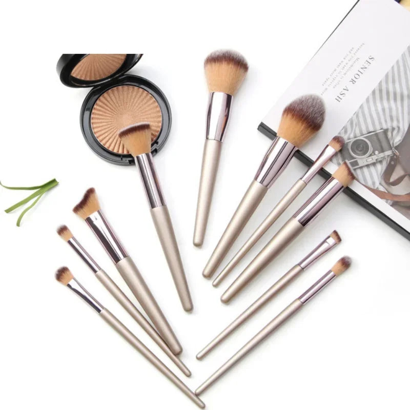 Champagne Makeup Brush Set | Foundation & Powder Flat Head Cosmetic Brush