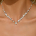 Minimally Exquisite Full Diamond Neck Chain | Light Luxury Elegant Clavicle Jewelry for Women
