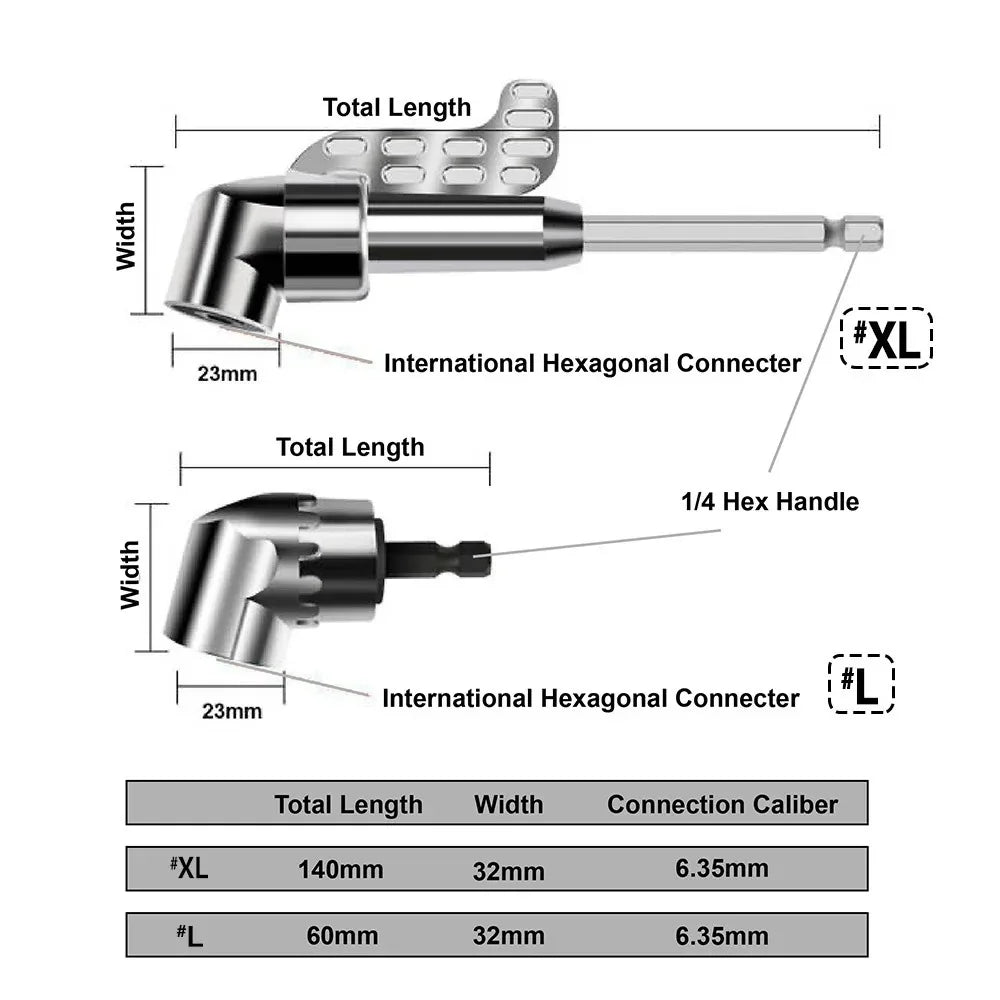 STONEGO 105 Degree Angle Extension Screwdriver Bit Holder | Right Angle Drill Attachment