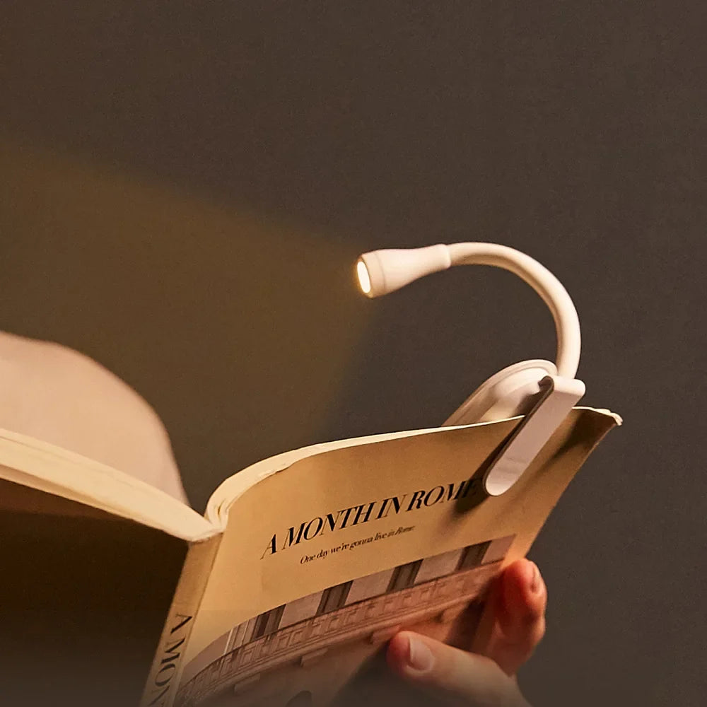 Rechargeable 3-Color Mini LED Book Light | 360° Adjustable Clip Eye Protection Reading Lamp
