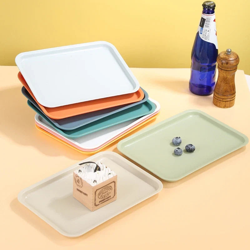 Rectangular Plastic Pallet Tray | Nordic Multi-Color Serving Tray for Food, Bread, Fruit, and Dessert