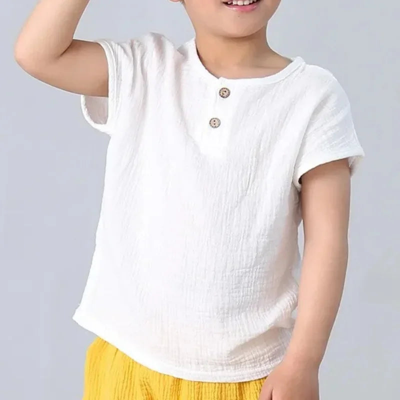Kids Cotton Linen Long Sleeve T-Shirt | Soft Casual Top for Babies and Toddlers