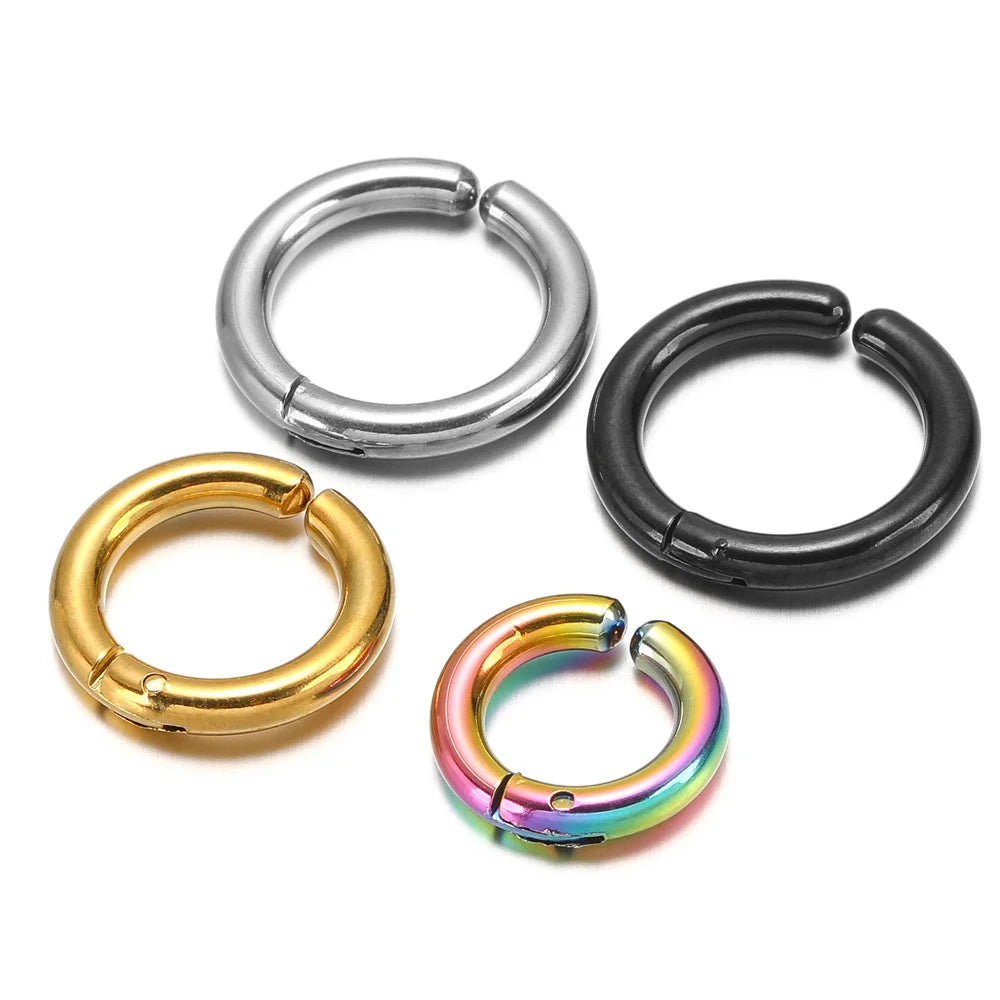 6 Pairs Stainless Steel Clip On Earrings for Women Men | Non Piercing Round Hoop Ear Cuffs