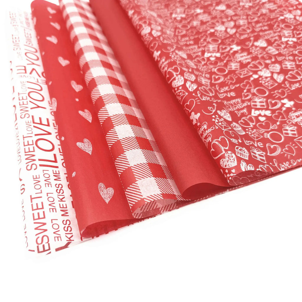 30Pcs Valentine's Day Red Parchment Paper Sheets | 5 Style Choices for Gift Wrapping & Party Decor