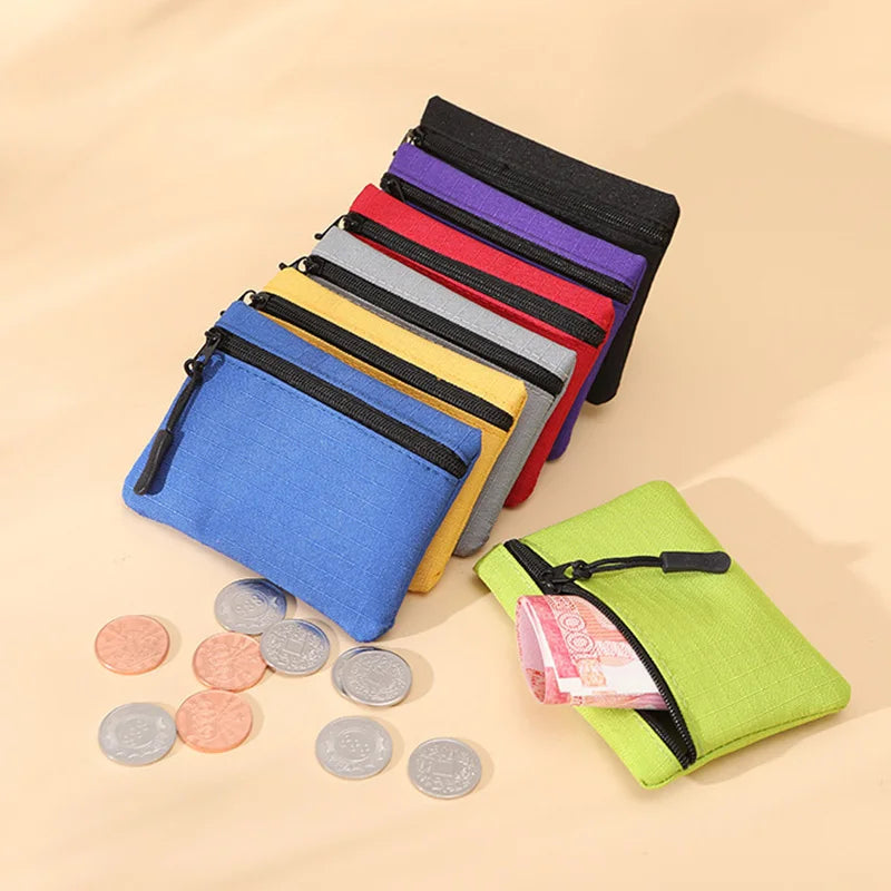 Women Mini Zippers Canvas Coin Purse | Compact Wallet with Keychain