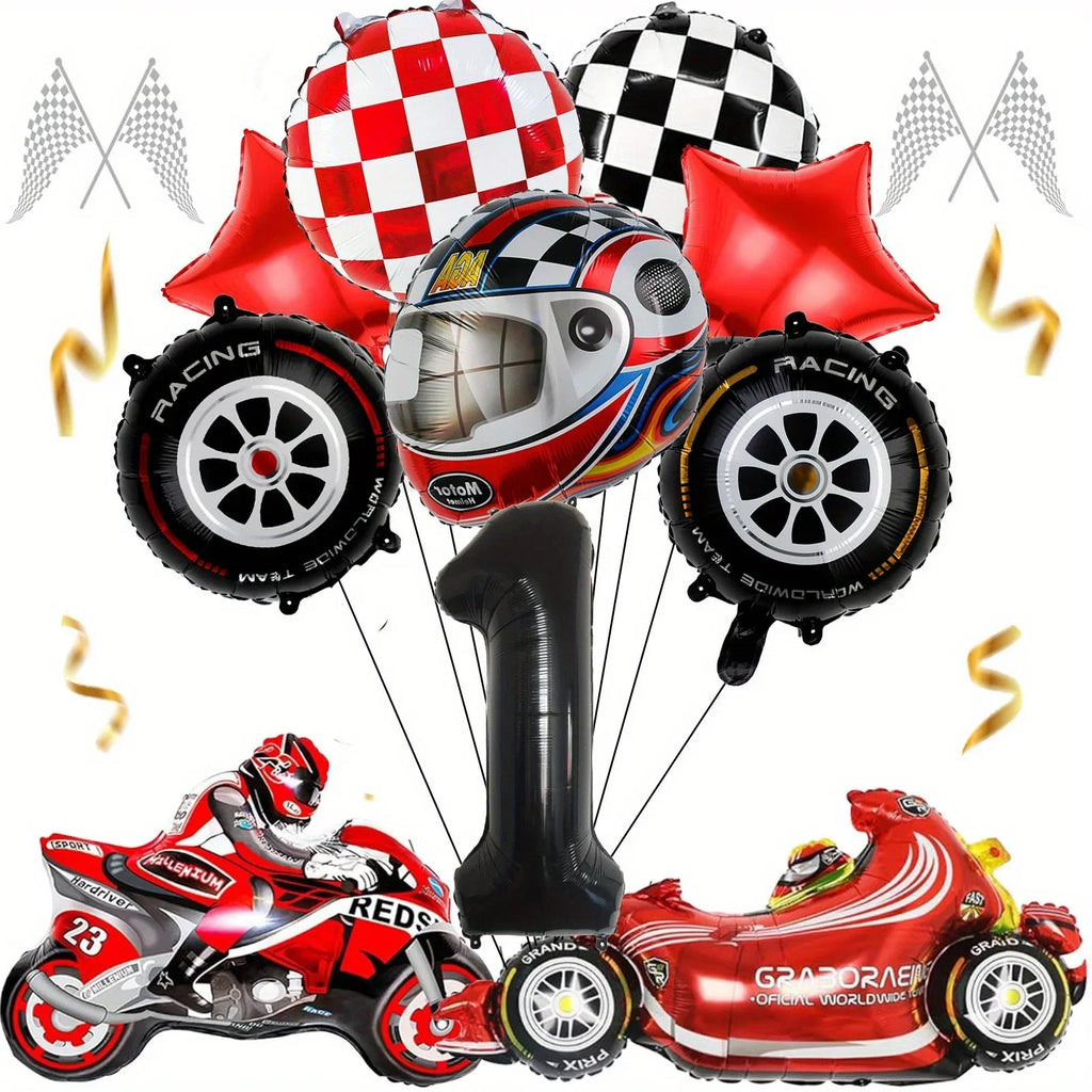 12pcs Racing Car Balloon Birthday Set | Party Decor for Boys