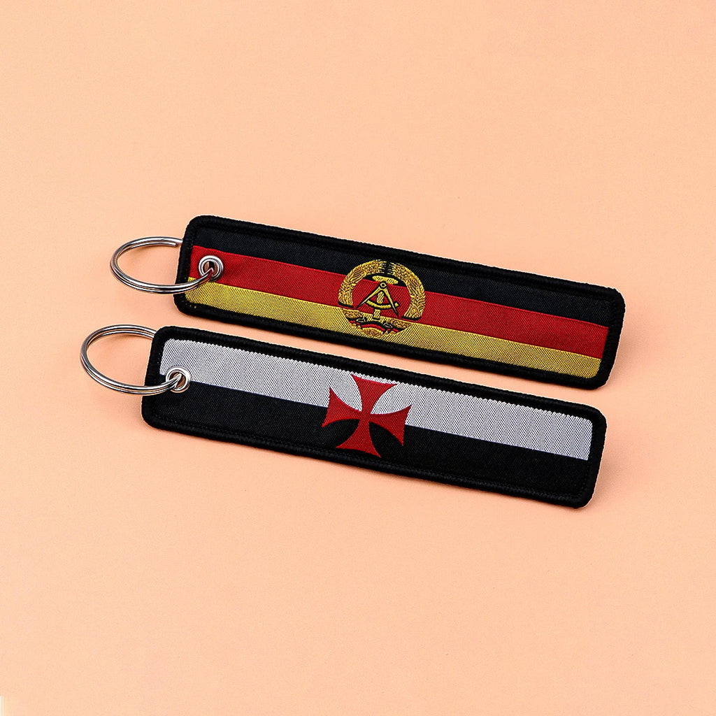 National Flags Embroidery Key Fob | Motorcycle Car Backpack Keychain