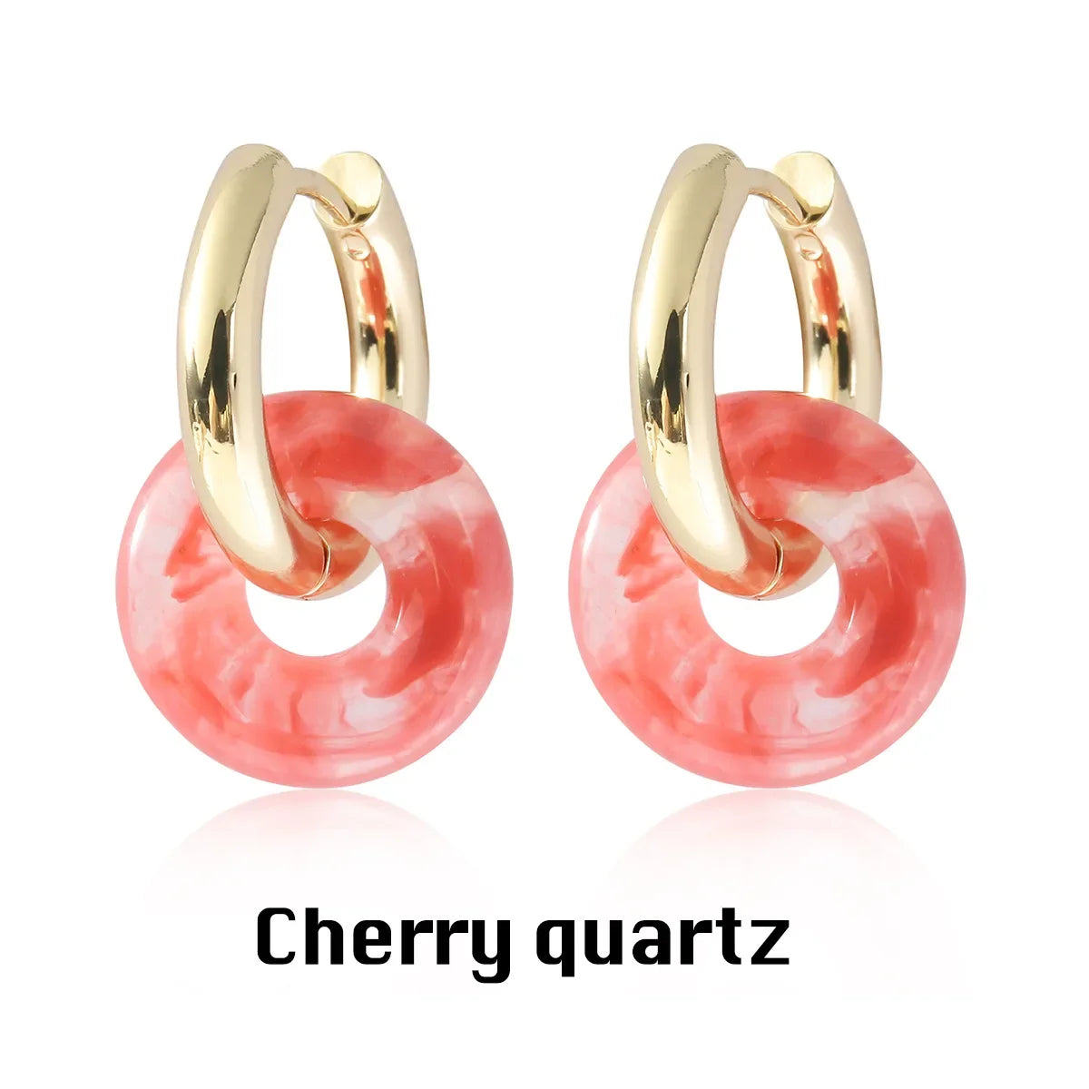 Natural Stone Double Hoop Earrings | Crystal Circle Dangle Drops for Women