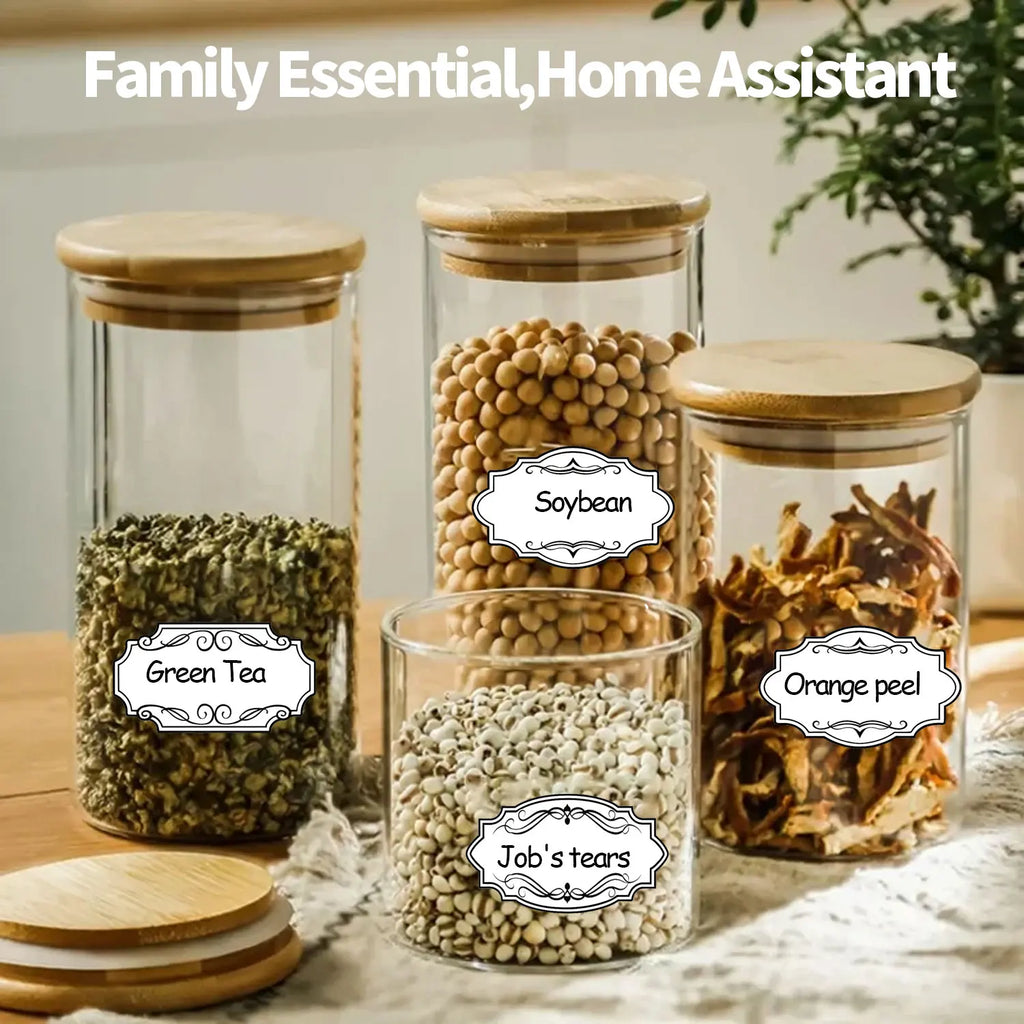 Vintage Kitchen Labels with Erasable Pen | 150-Piece Organizing Stickers