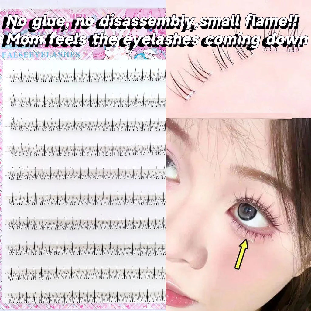 Natural Look Small Flame Lower Eyelashes | Glue-Free Easy Application Beginner Friendly Soft Comfortable Reusable Fake Eyelashes