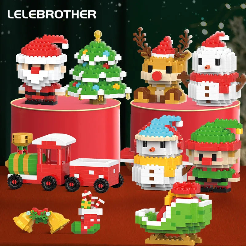 Christmas Micro Building Block Set | Santa and Reindeer Puzzle Toy