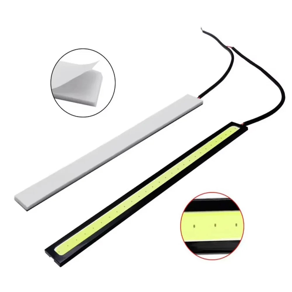 2pcs Ultra Thin LED Car COB Daytime Running Lights | Waterproof 12V Ambient Lamp Bar