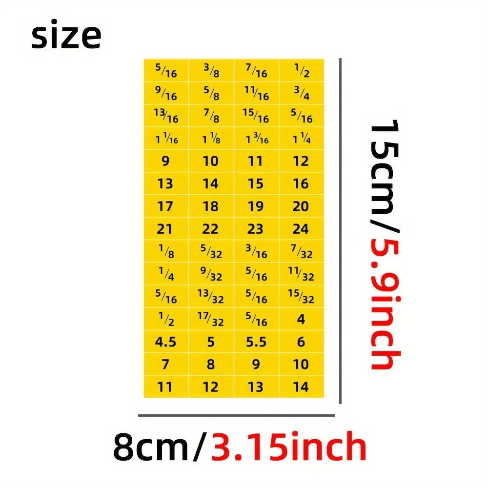 60pcs Mechanical Drive Socket Label Stickers | Quick and Easy Reminder Toolbox Decals