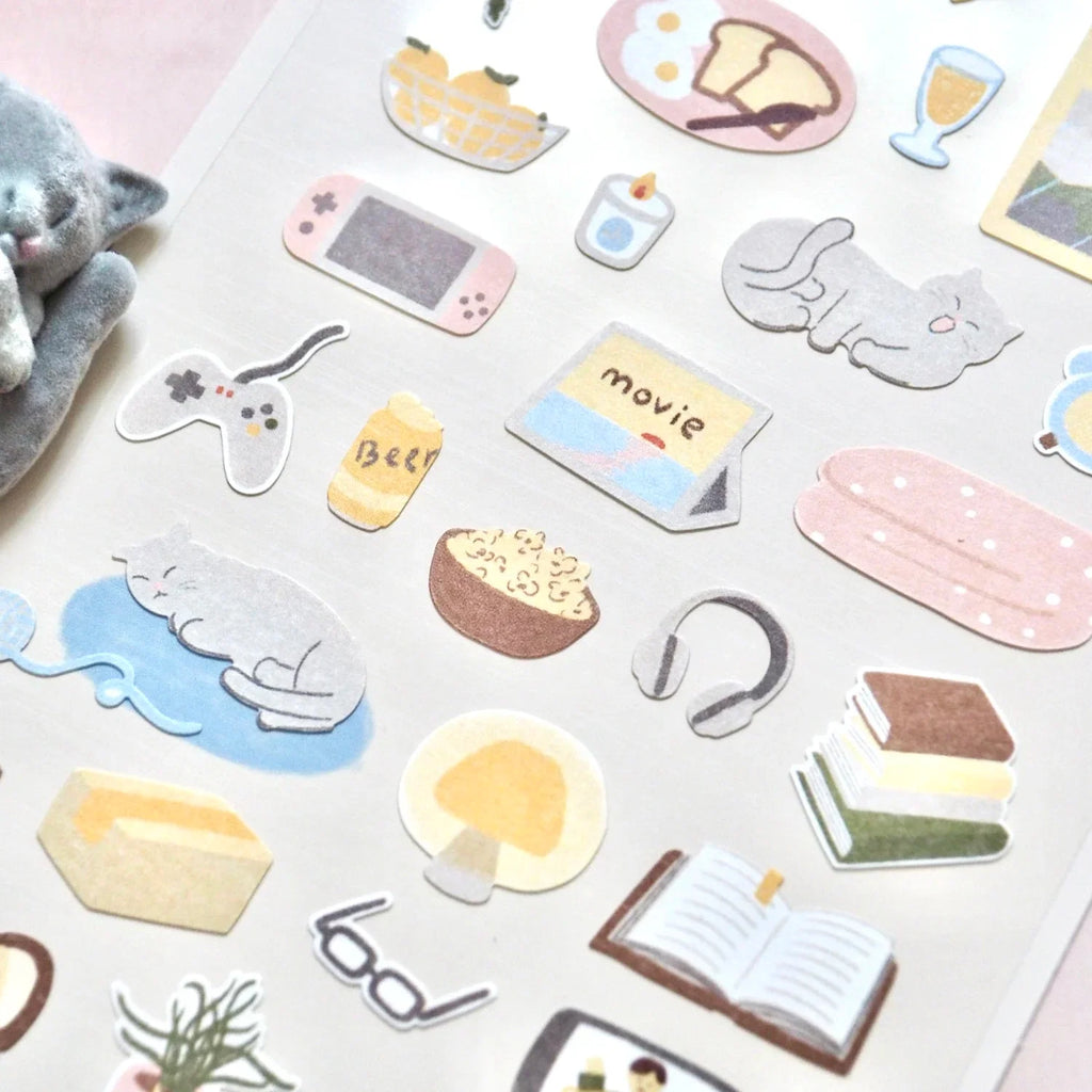 Korean Import Suatelier Lazy Sunday Stickers | Cute Scrapbooking and DIY Journal Decor