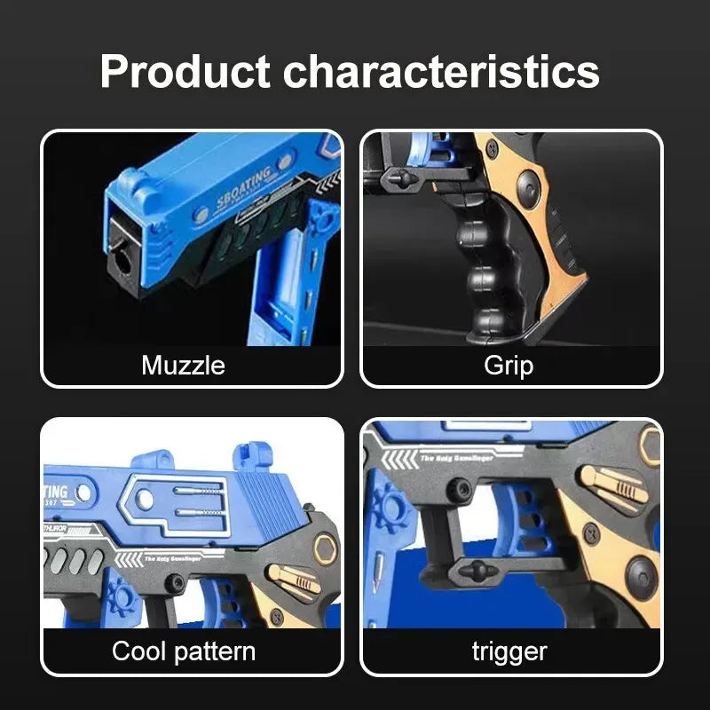 Continuous Fire Rubber Band Pistol | Foldable Toy Gun for Target Practice