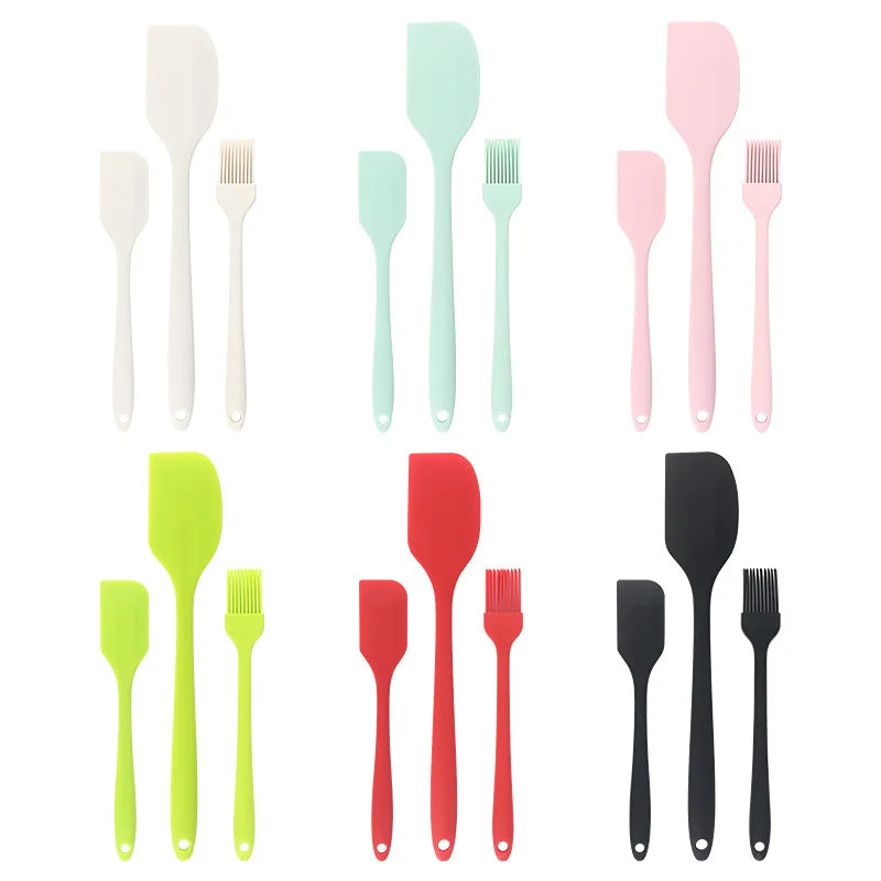 3-Piece Silicone Baking Spatula Set | All-in-One Kitchen Baking Tools