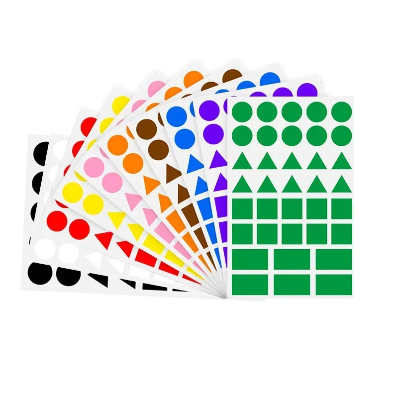 Colored Triangles Rectangular Dot Stickers for Kids | Jigsaw Puzzle Geometry Scrapbook Labels