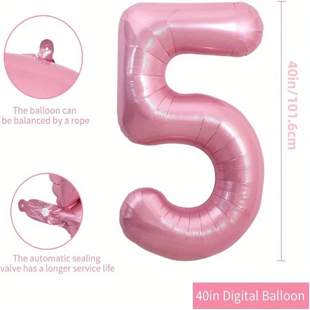 40-Inch Pink Foil Number Balloon | Birthday Party Decoration