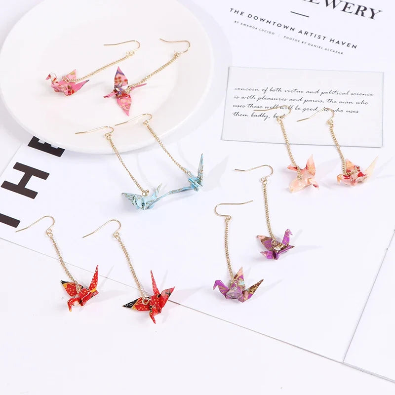 Origami Crane Earrings | Handcrafted Paper Bird Jewelry