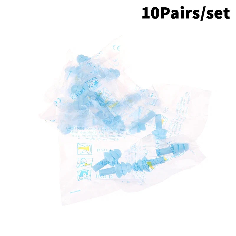 10 Pairs Silicone Anti-Noise Earplugs for Sleep Work Travel | Noise-Canceling Hearing Protection